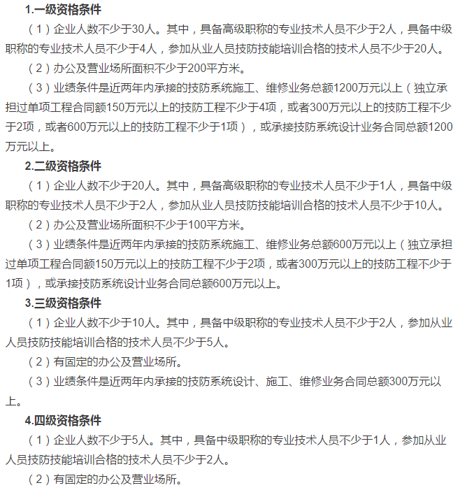 福利！廣東各市區(qū)企業(yè)安防資質(zhì)4個(gè)級(jí)別申報(bào)要求大全！