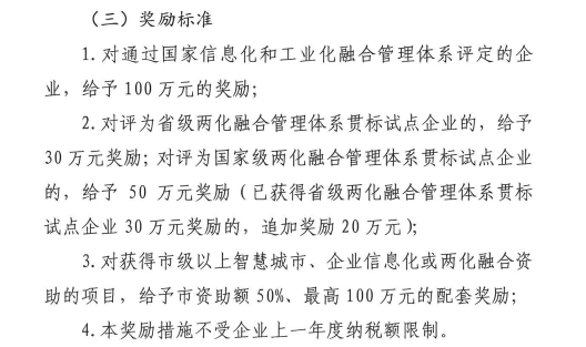 滿足這2個(gè)條件即可申請(qǐng)100萬兩化融合貫標(biāo)補(bǔ)貼！